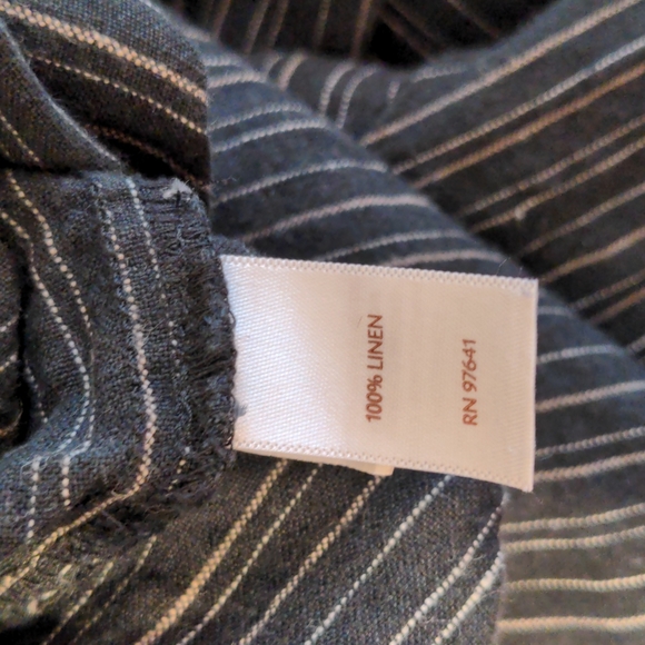 J. Jill Love Linen Black & White Stripe Wide Leg Crop Pants - Picture 7 of 9